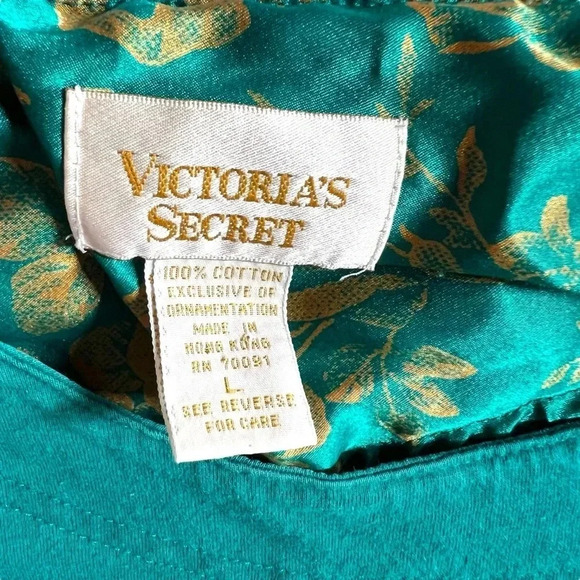Vintage Victoria's Secret Gold Label Kelly Green Oversized Sleep Shirt Large - Picture 6 of 9